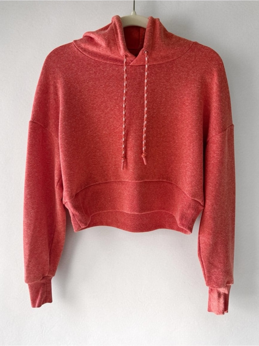 Lorna Jane Coral Orange Cropped Hoodie Sweatshirt Pullover Womens XS Athleisure